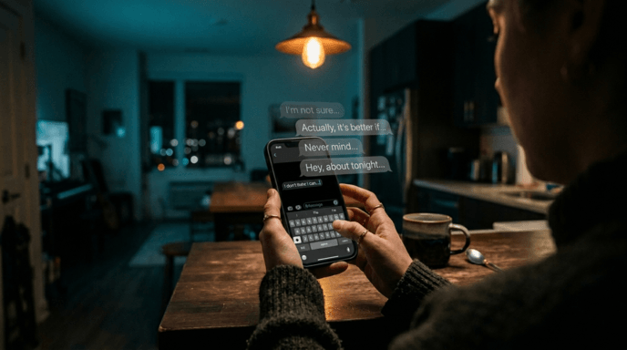 Rewriting a Text Message Six Times Before Sending It