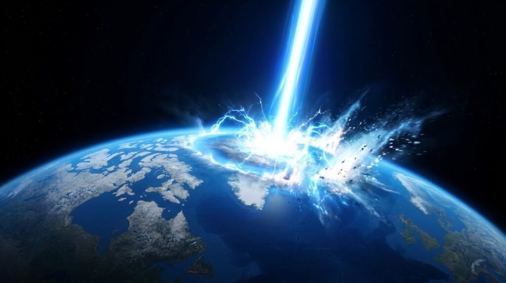 A 10-Second Gamma-Ray Burst Could Erase Our Atmosphere